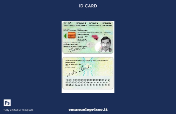 modello di documento d'identità belga in stile verificato